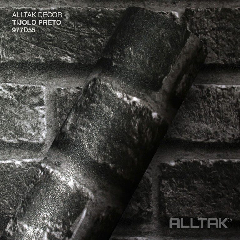 Vinil Adesivo Tijolo Preto - 1 x 1,22 - Alltak - Virtual Digital
