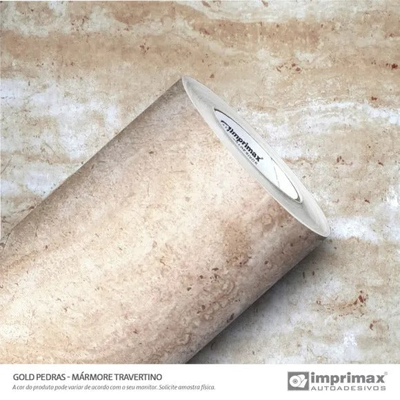 Adesivo Mármore Travertino Brilho Imprimax - Virtual Digital