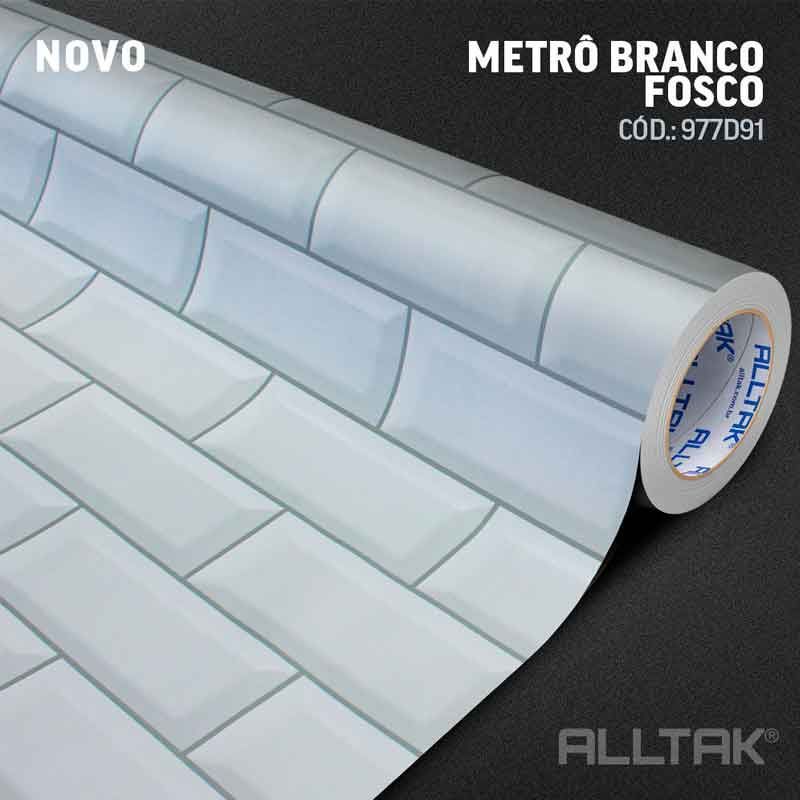 Vinil Adesivo Metrô Azulejo Branco Fosco - 1,22m Alltak - Virtual Digital