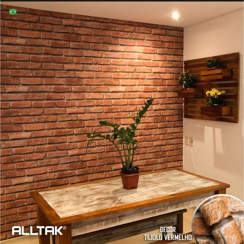 Vinil Adesivo Tijolo Vermelho - 1 x 1,22 - Alltak - Virtual Digital