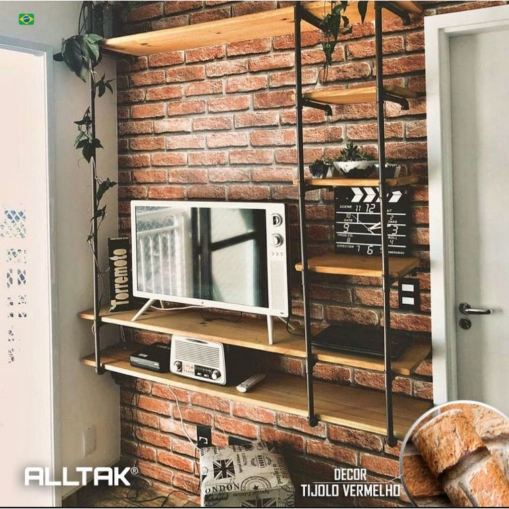 Vinil Adesivo Tijolo Vermelho - 1 x 1,22 - Alltak - Virtual Digital