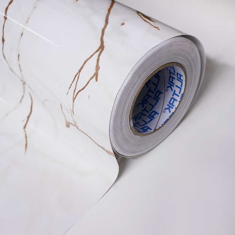 Vinil Adesivo Alltak Decor - Marmore Calacatta Oro Brilho 1,22m - Virtual Digital