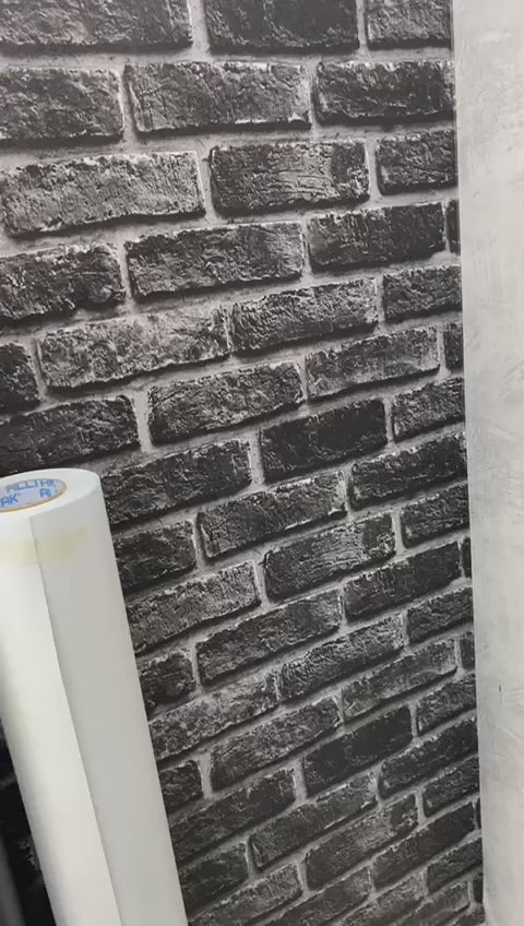 Vinil Adesivo Tijolo Preto - 1 x 1,22 - Alltak